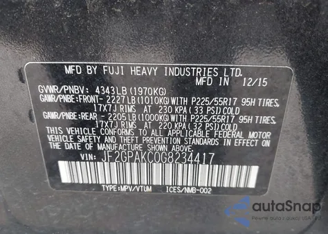 2016 Subaru Crosstrek 2.0I Limited from USA, damaged, VIN JF2GPAKC0G8234417